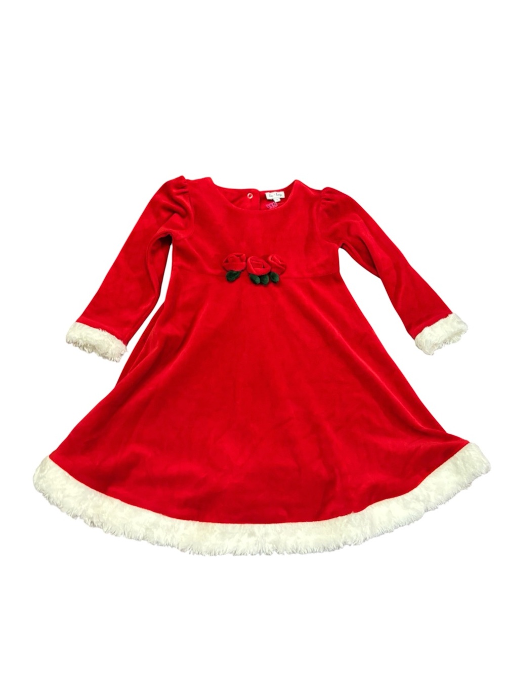 Gorgeous NWT Le top red holiday dress with fur trim, size 4